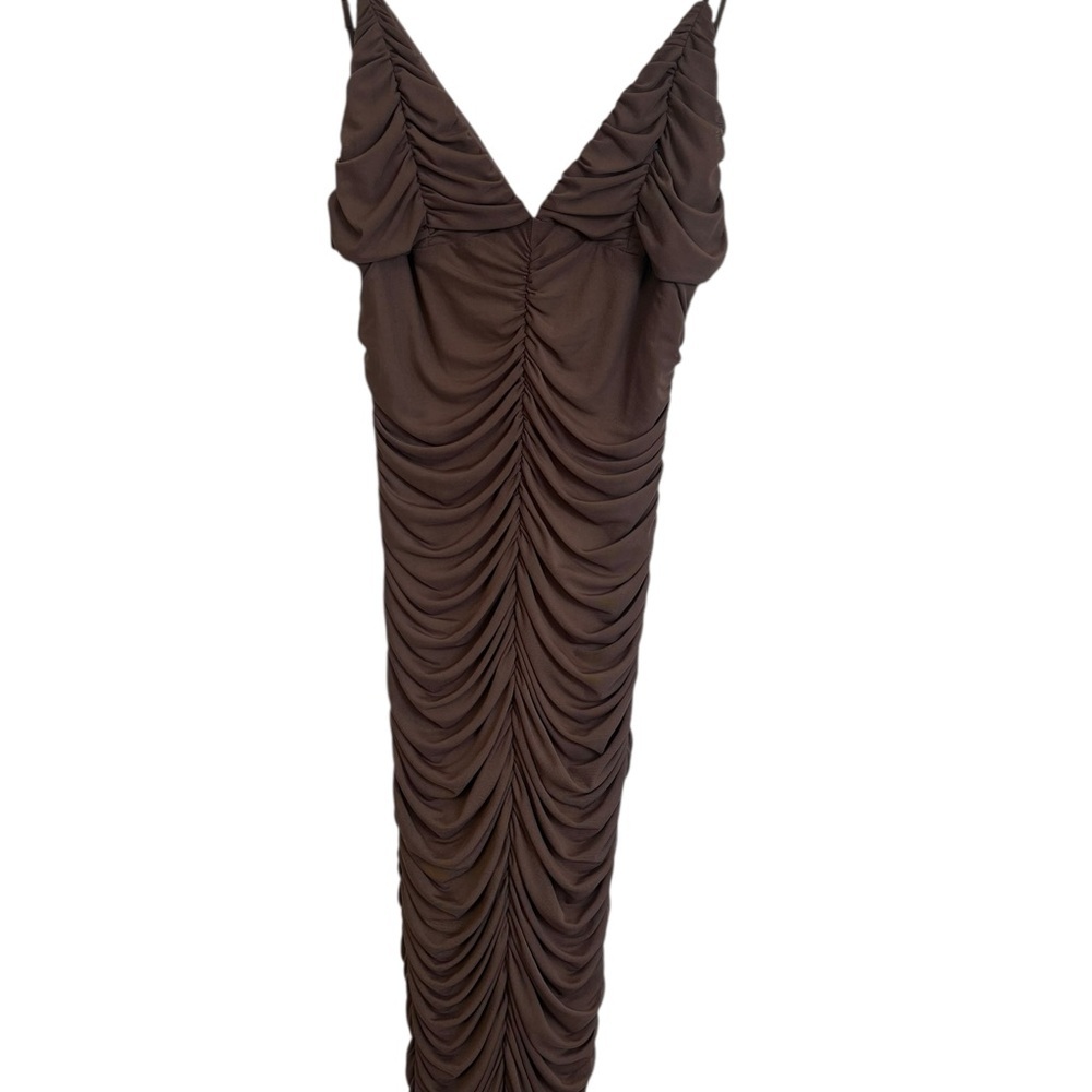 Fashion Nova Brown Ruched Dress